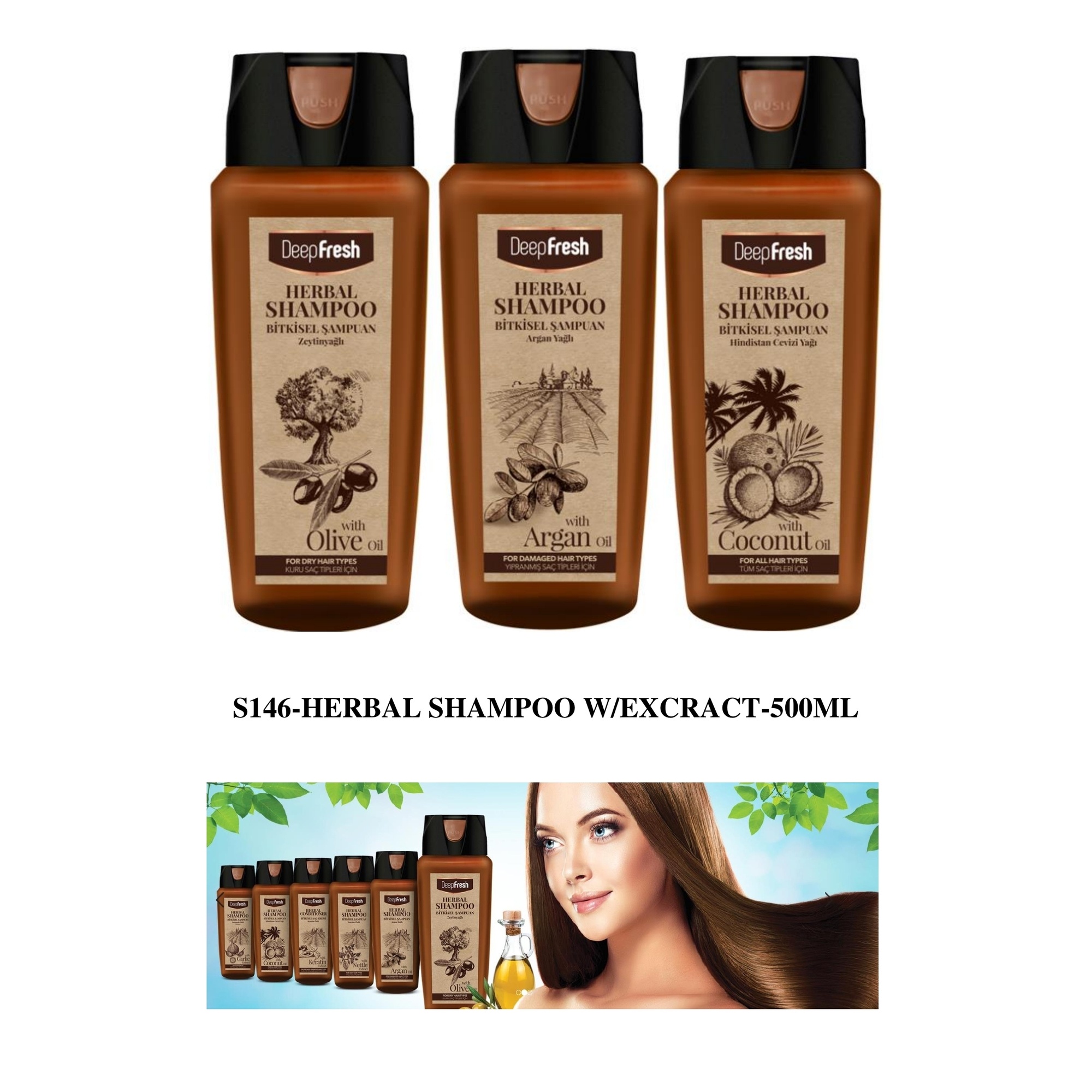 ORIGINAL DEEP FRESH HERBAL SHAMPOO W/EXCRACT-500ML IMPORTED FROM TURKEY