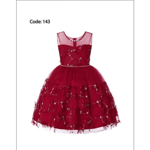 Good Quality & Attractive Party Dress For Girls Red Wine Color (Code - 143)