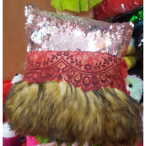 Faux wool fur pillow