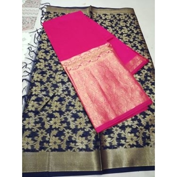 100% Pure Indian Benaroshi half silk katan 2ps (1002)