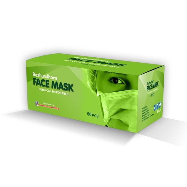Bashundhara Face Mask- (Regular)| 50 Pieces in a Box| White Color| Disposable| Surgical Face Mask