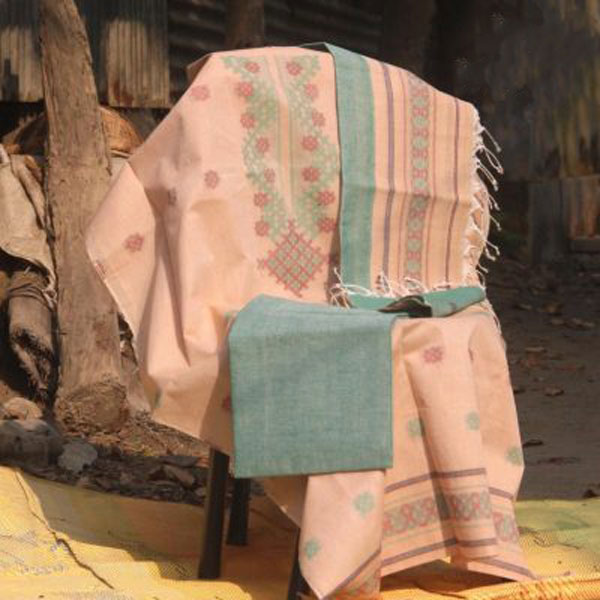 100% Cotton Jamdani Three Piece For Girls