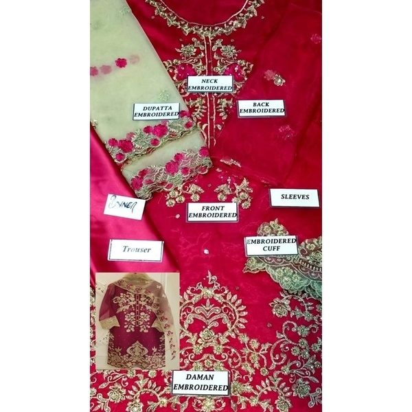 Organza Net & Satin Agha Noor 3 piece