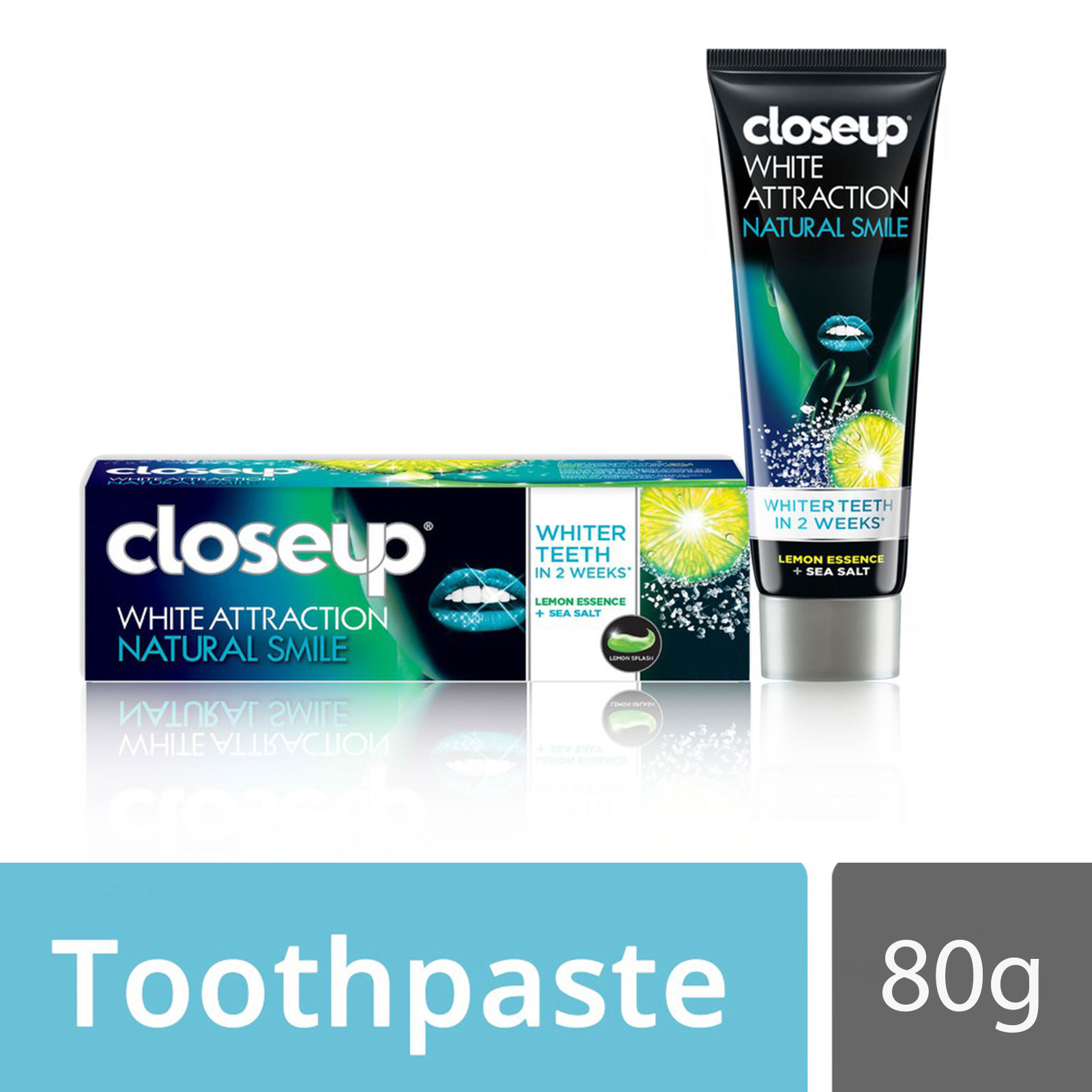 Closeup Toothpaste White Attraction Natural Smile- 80g, With Lemon Essence and Sea Salt, Per Carton size 72 Piece