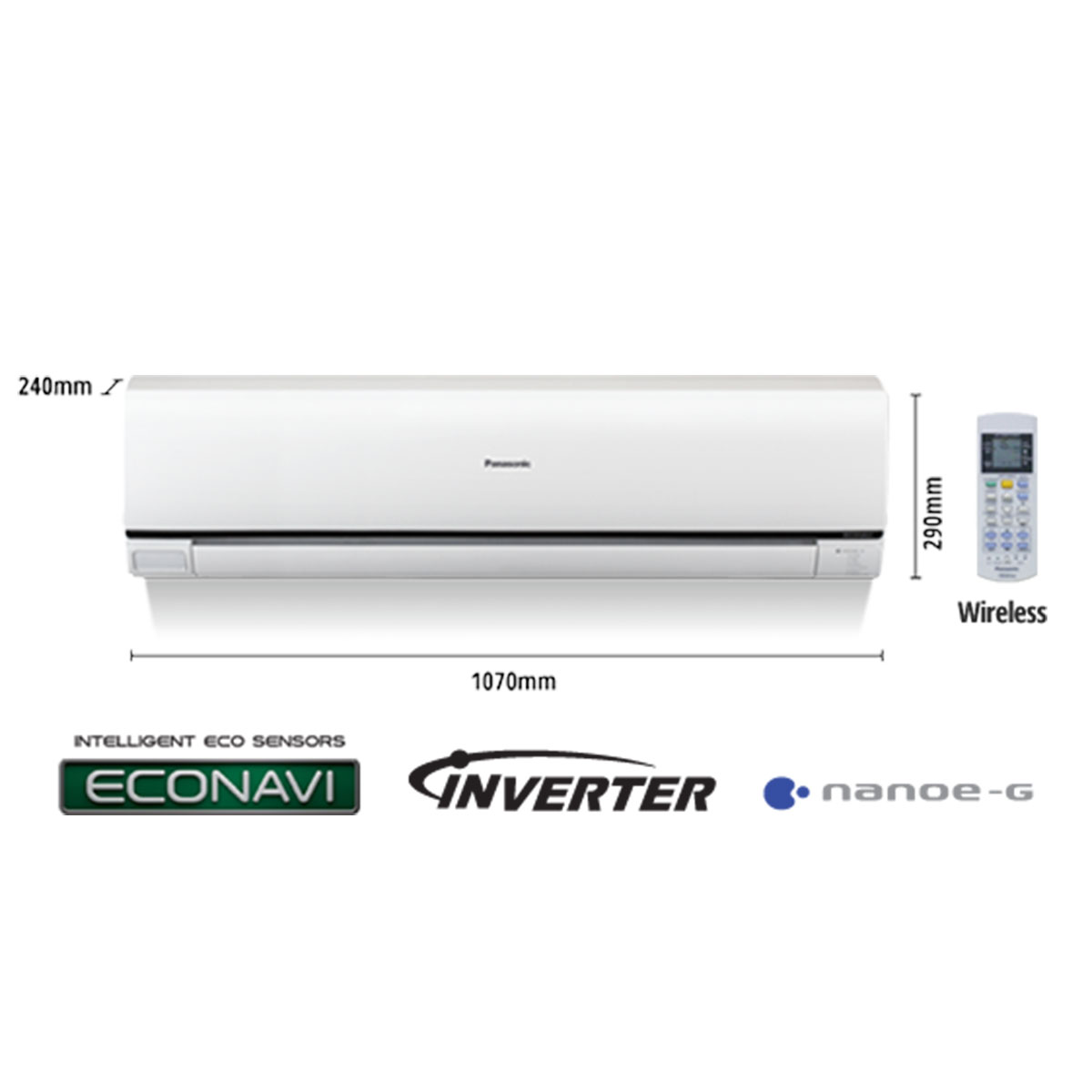 Panasonic Econavi Inverter 2 Ton AC – 3 years compressor and 1year spare parts Guarantee, 2 year free service – Energy Sever (CS-S24PKH+H)
