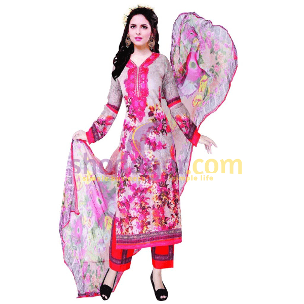 Cotton embroidery work digital print body work three piece