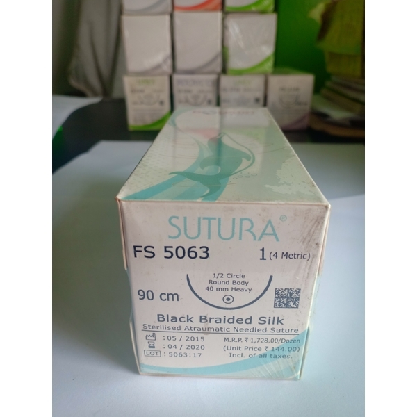 SUTURA BLACK BRAIDED SILK NONABSORBABLE SURGICAL SUTURE (FS5063)