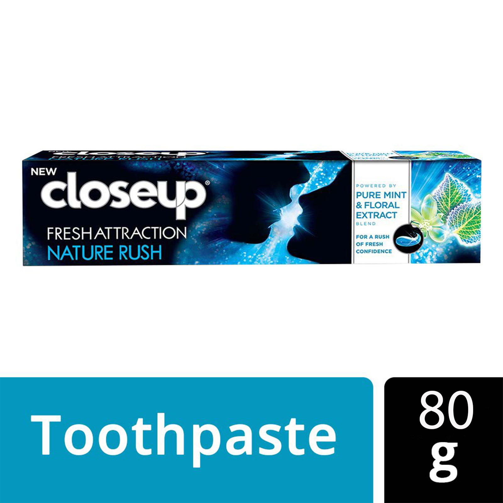 Closeup Fresh Attraction Nature Rush toothpaste- 80g, Pure mint & floral extract, Per Carton size 72 Piece