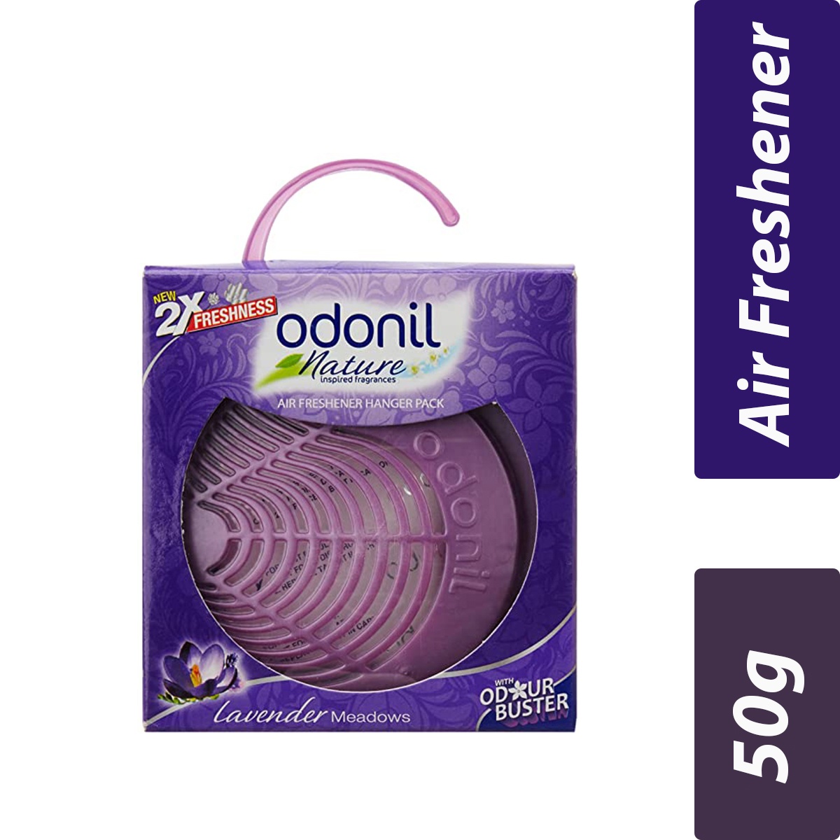 Dabur- Odonil Bathroom Air Freshener Hanger- Lavender Meadows- Per Case 72 Pieces- 50g