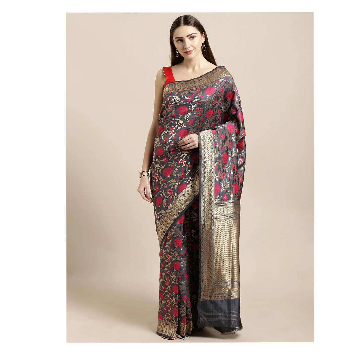Latest Designed Luxury Exclusive Printed Silk Saree With Blouse Piece For Women