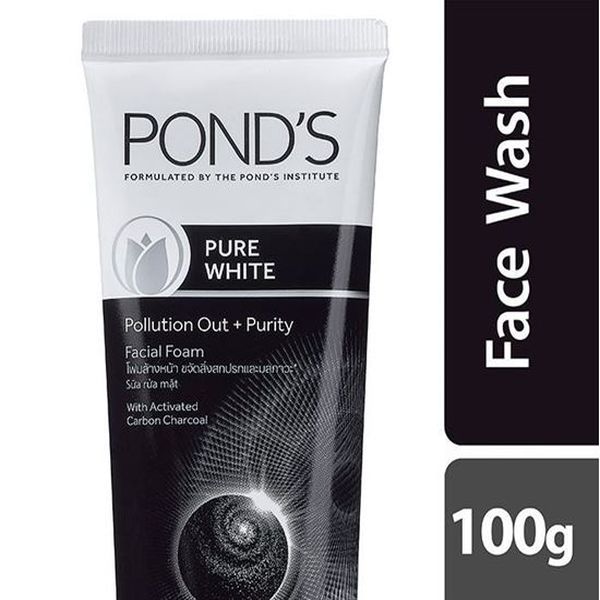 Pond's Pure White Anti Pollution With Activated Charcoal Facewash- Per Carton 48 Packs- 100g