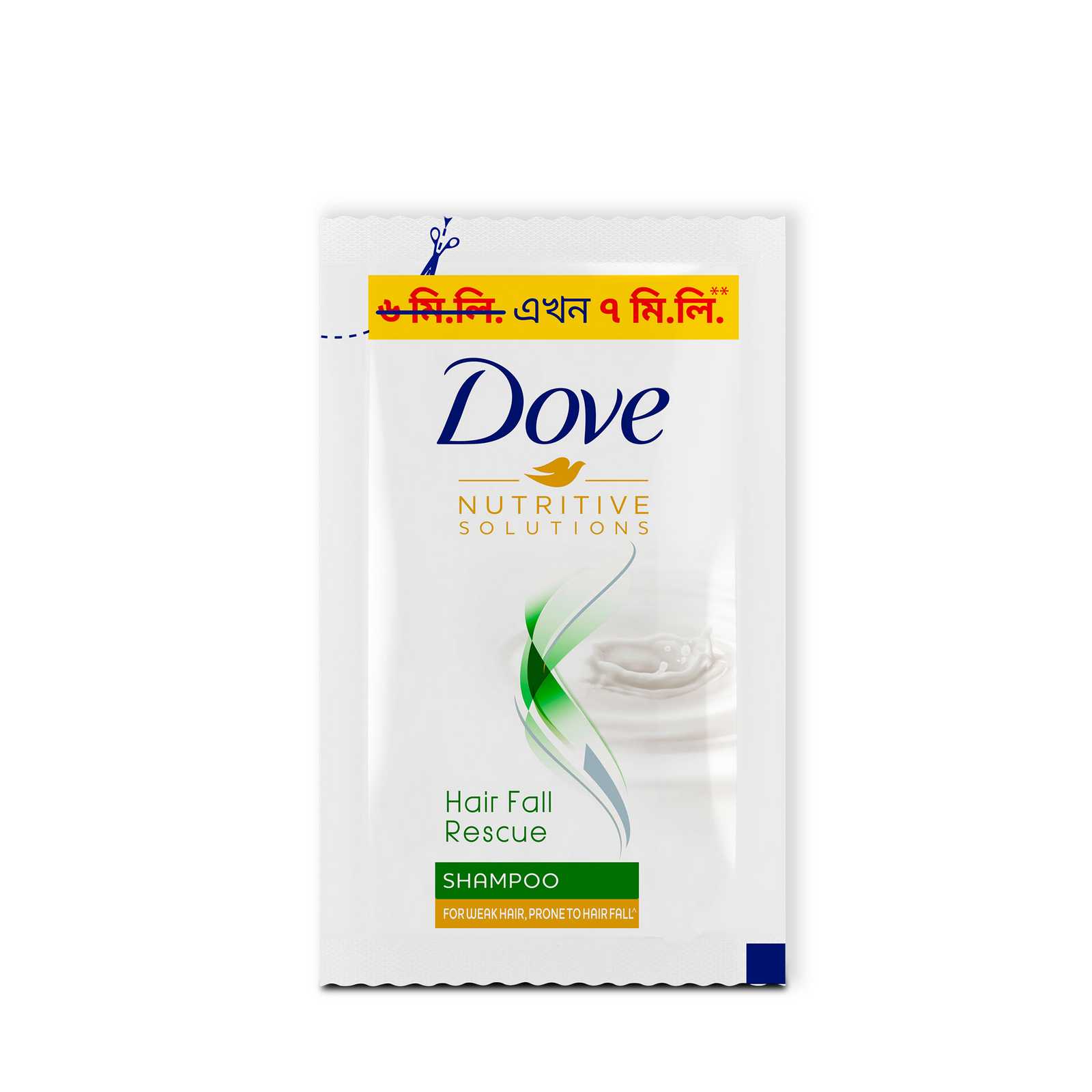 Dove Shampoo- Hairfall Rescue- Makes hair visibly fuller- Gentle formula, suitable for everyday use- Per Carton 864 Bottles- 7ml