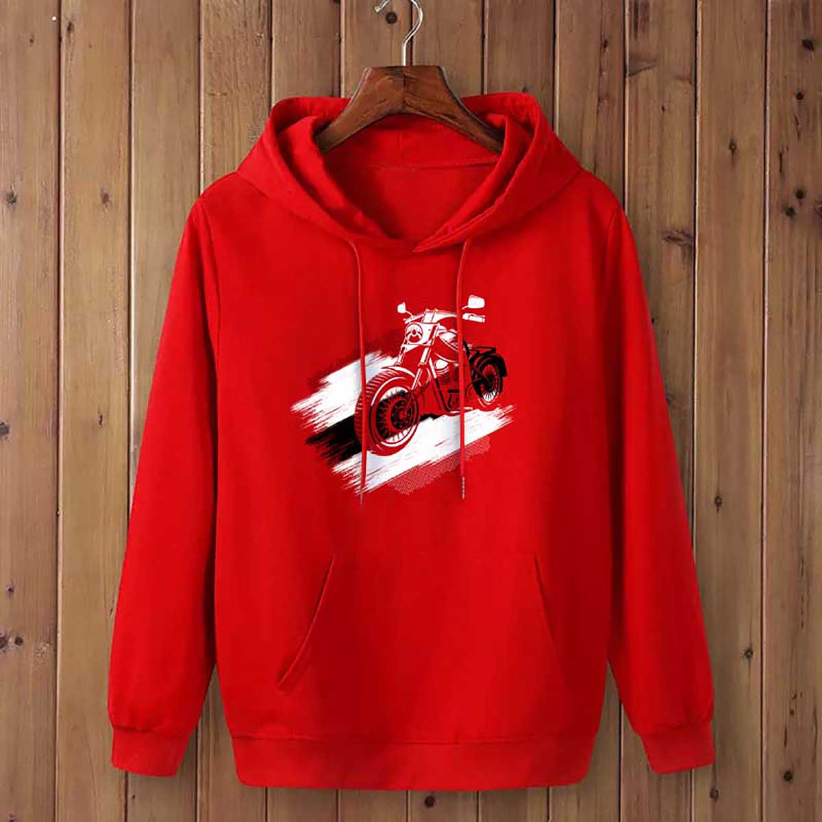 Men's winter hoodie Red- Stylish Winter Hoodie- Cotton+Fleece Fabric- Guaranteed Fabric & Print Color